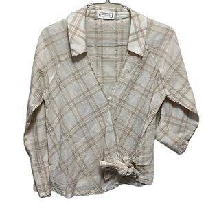 Women’s LOVERICHE, Long/Short Sleeve Either way, Collared, Tan/Beige, Size Med